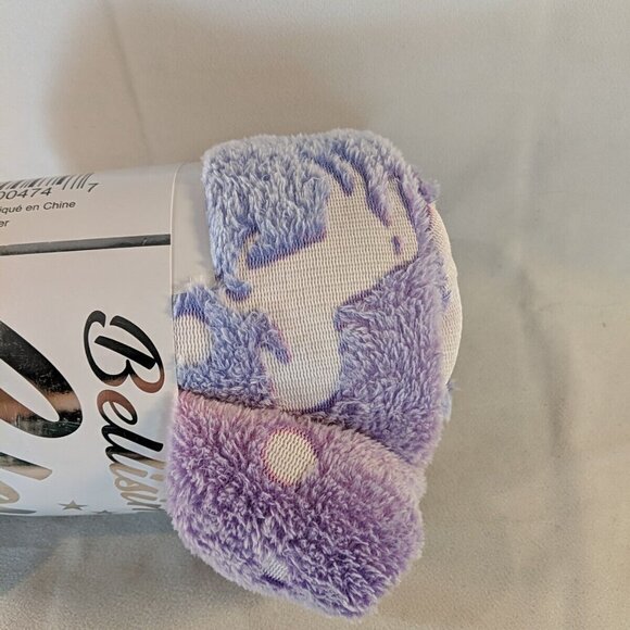 Bellisimo Glow in the Dark GITD Purple Unicorn Flannel Blanket 50"x60" NEW - Picture 5 of 7